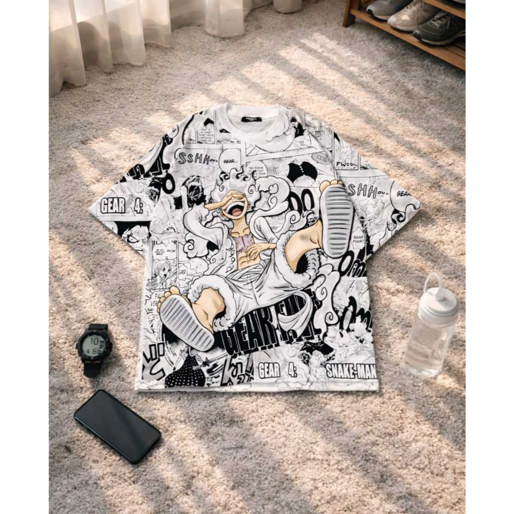 Kaos Distro Cowok Motif Luffy Depan Belakang Sablon Untuk Pria Dewasa