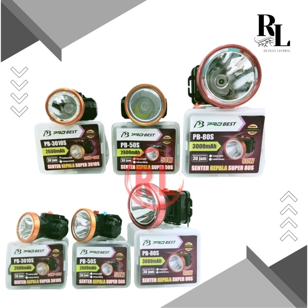 Senter Kepala PROBEST Cahaya Putih Tipe PB-50S PB-80S & PB-3010-S