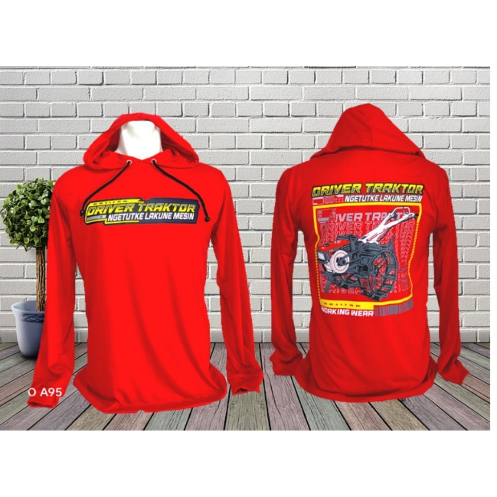 KAOS BASAHAN DRIVER TRAKTOR KAOS KERUDUNG LENGAN PANJANG