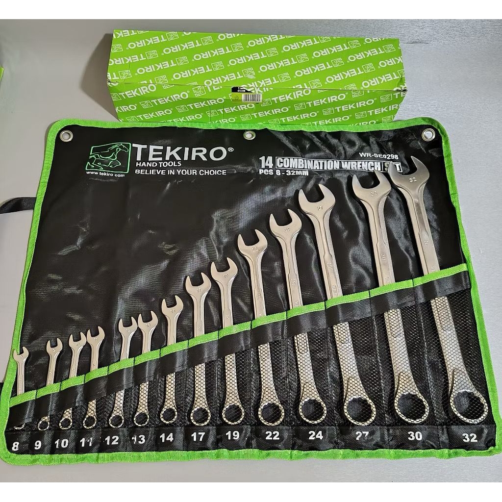 ORIGINAL TEKIRO Kunci Ring Pas 14 pcs 8-32 mm - Kunci Ring Pas 1 Set Lengkap Tekiro Original