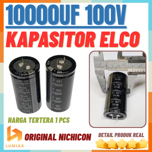 Elco Nichicon 10000uf 100v Kaki Lancip Original ELCO 10000UF 100V NICHICON HITAM ORIGINAL 10000UF 10