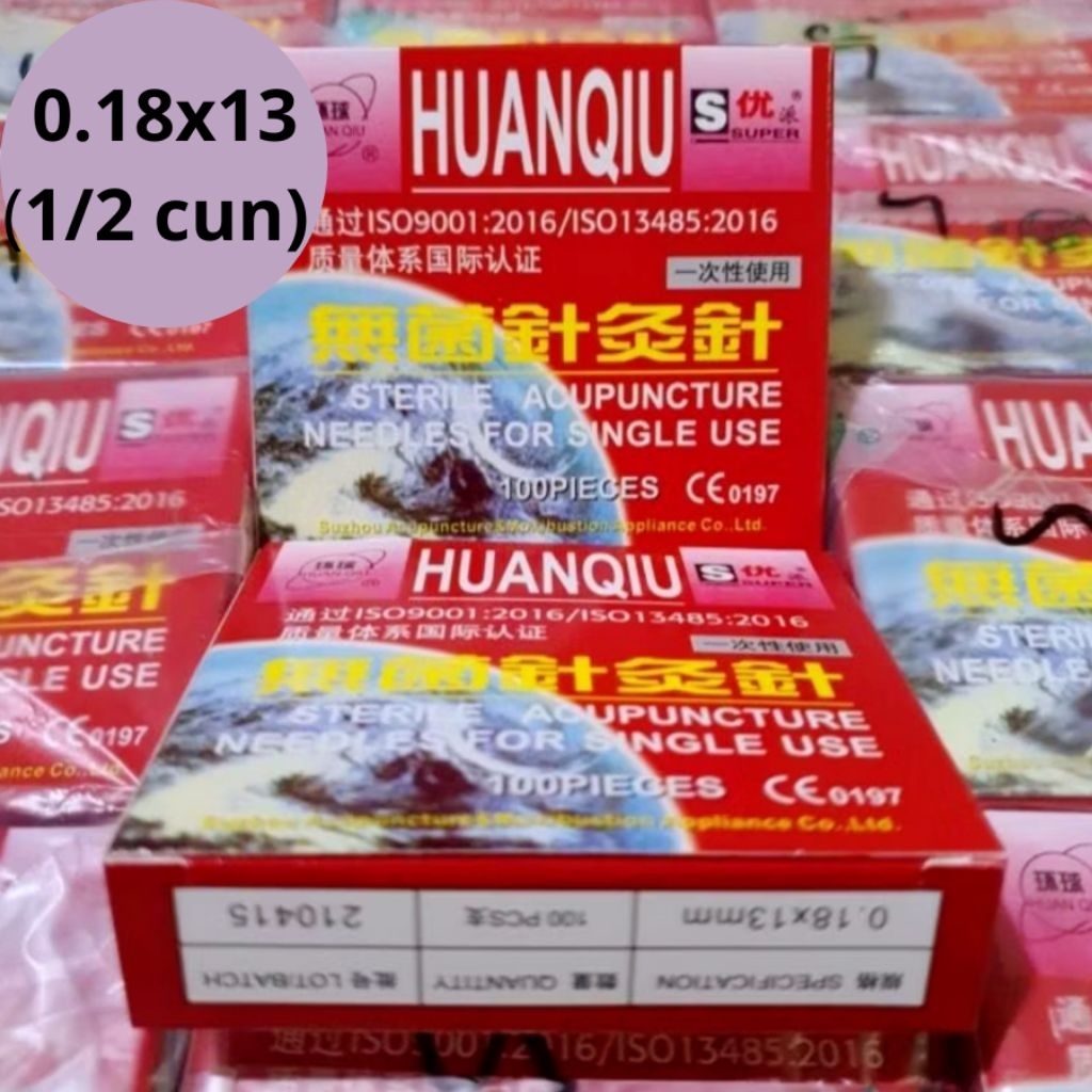 HuanQiu Jarum Akupuntur 0.18x13 ( 1/2 cun) isi 100.Acupunture Needle