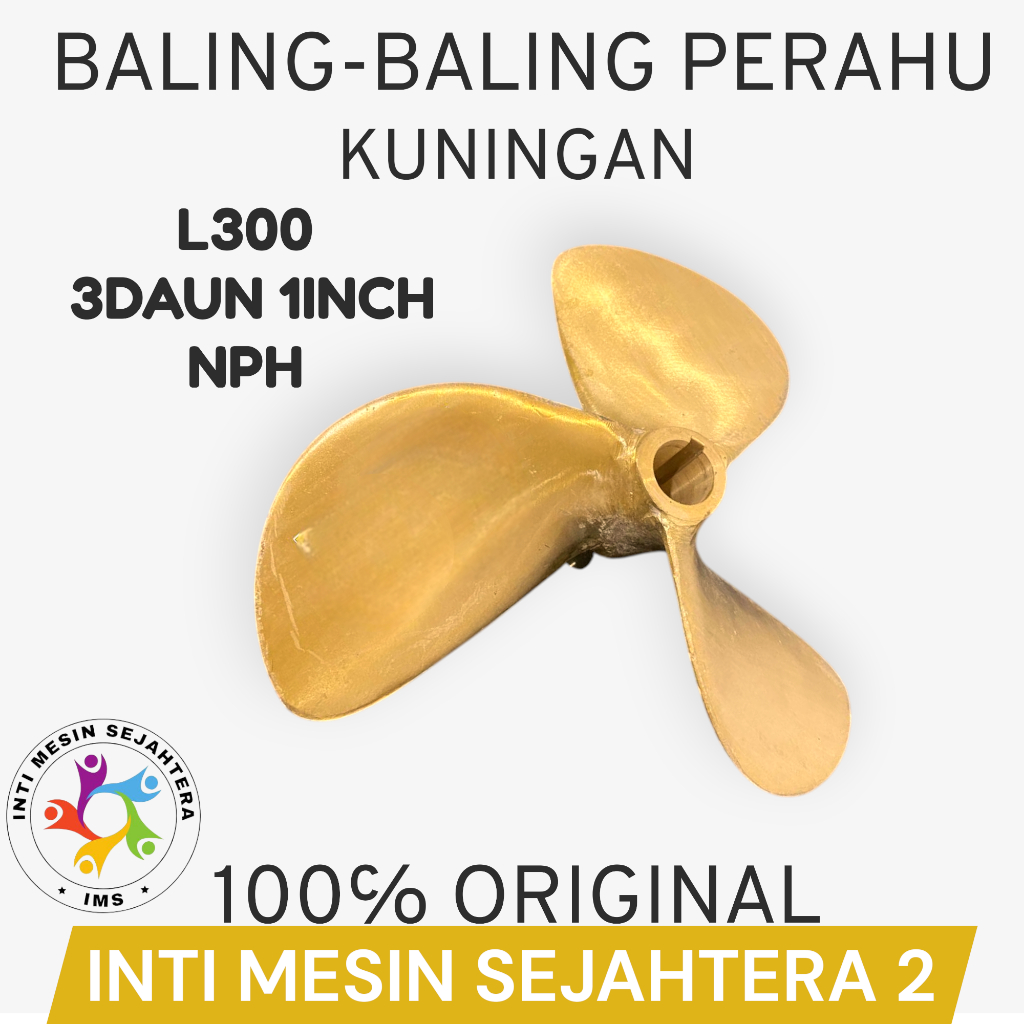 Baling Baling Kuningan L300 Kipas Kapal Perahu Nelayan Daun 3 Propeler 1 Inch NPH