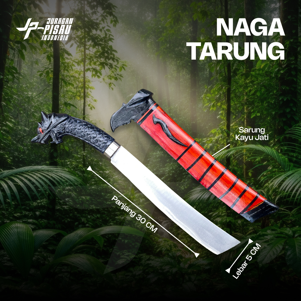 Golok Pisau Kebun Naga Tarung Baja Per Sup9 Super Tajam Potong Kayu Bambu & Kelapa | Juragan Pisau