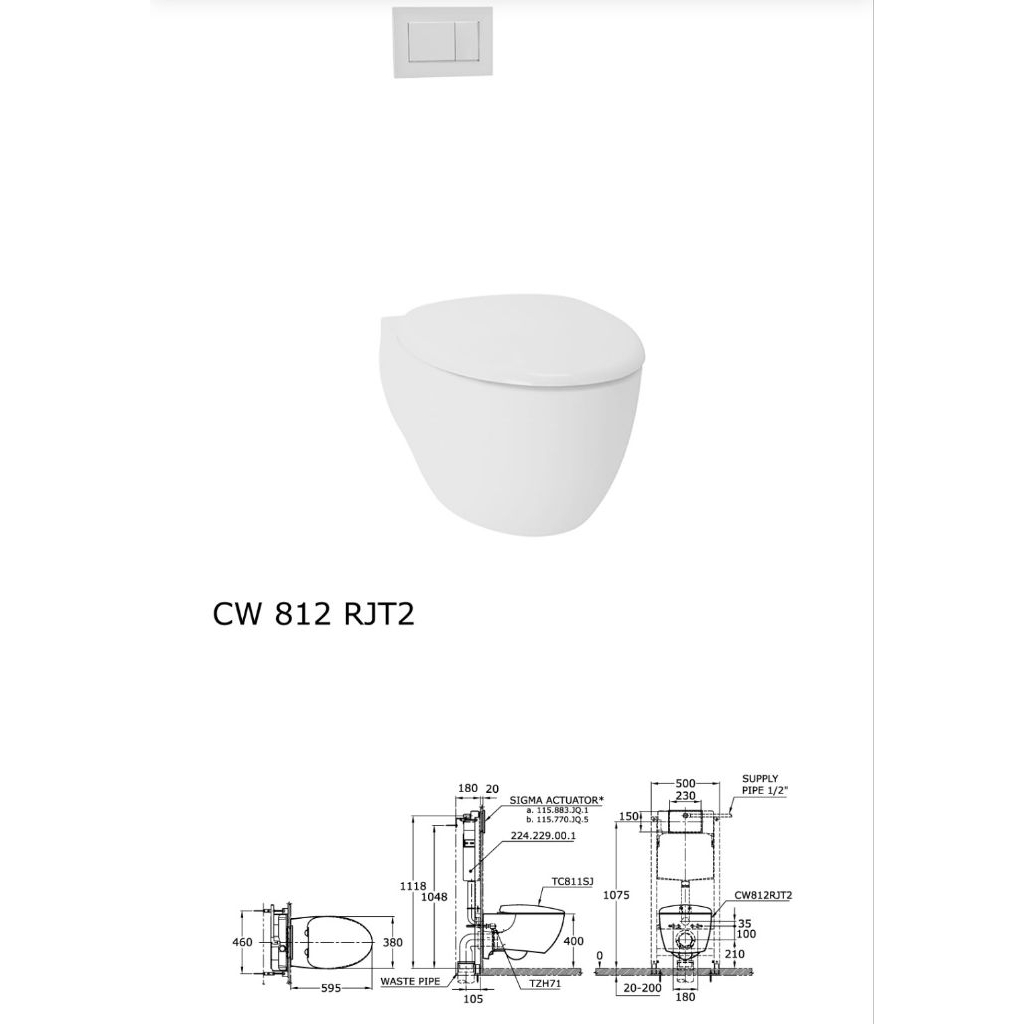 Kloset Closet duduk TOTO CW 812 RJT 2 tipe Gantung Dinding