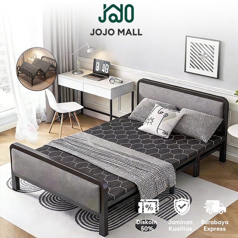 Kasur Lipat Besi Kuat Kasur Single Kamar Tidur Kost Portable Minimalis Kokoh Hemat Ruang Praktis