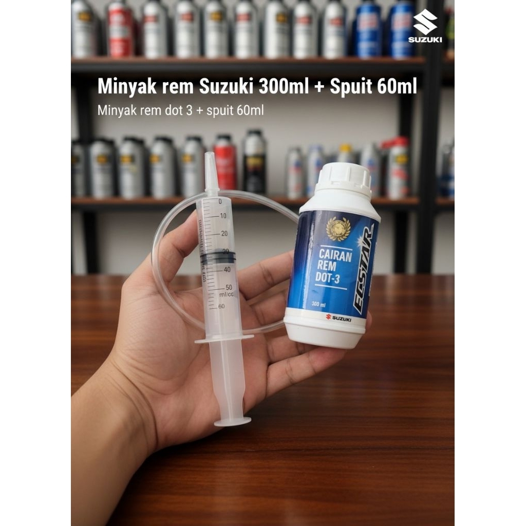 PAKET kuras Minyak rem motor  Dot-3 & Dot-4 300ml + suntikan kuras injec 60ml/50cc kuras minyak rem