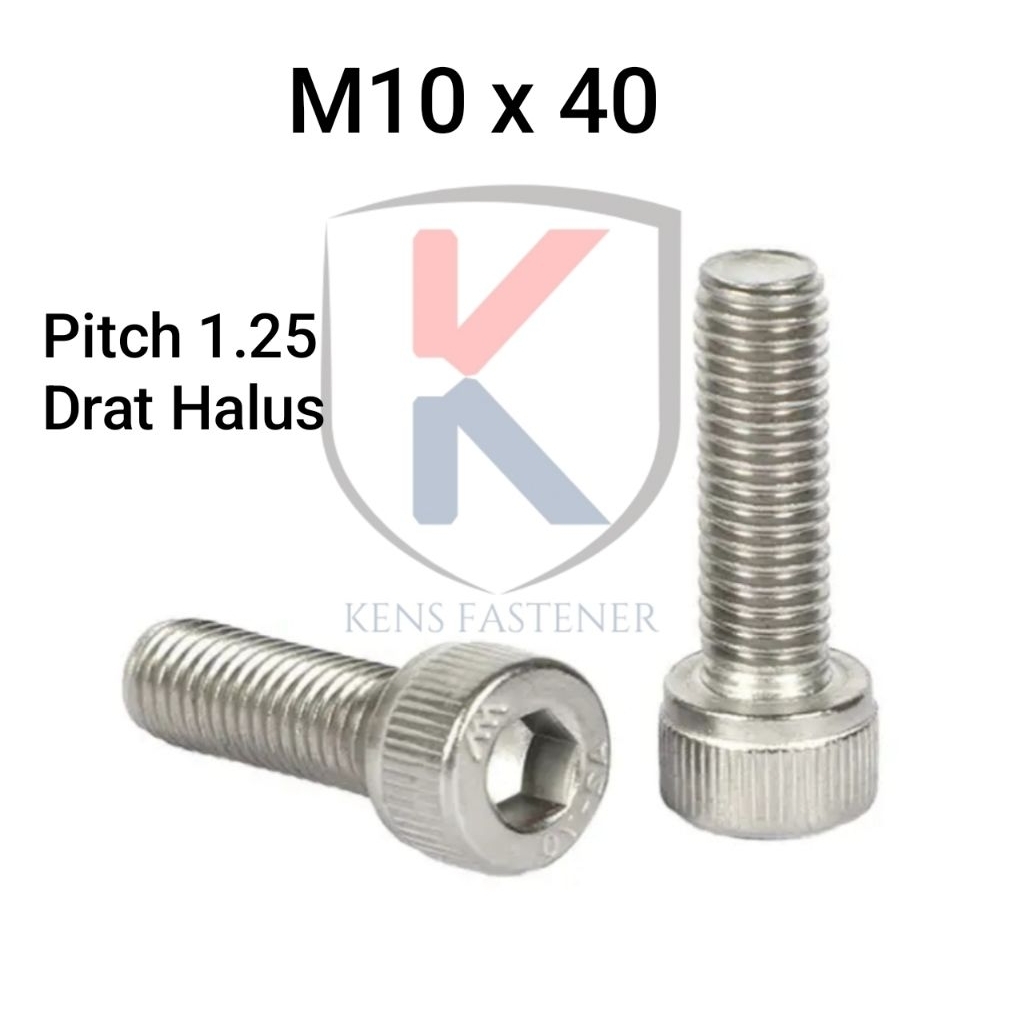BAUT L M10x40 P1.25 DRAT HALUS STAINLESS STEEL