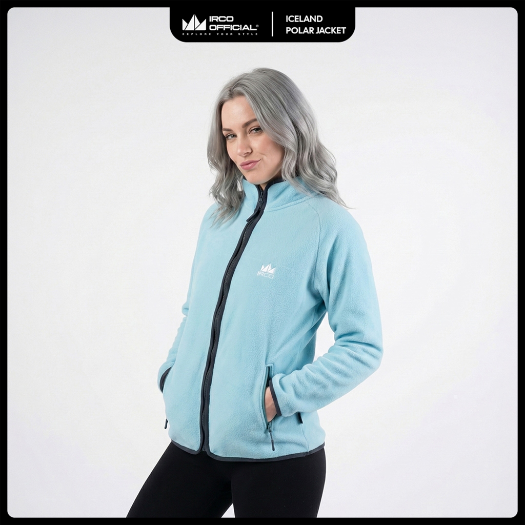 IRCO Jaket Polar Gunung Outdoor Wanita Full Zip Anti Angin - Jaket Musim Dingin Tebal - Inner Jacket