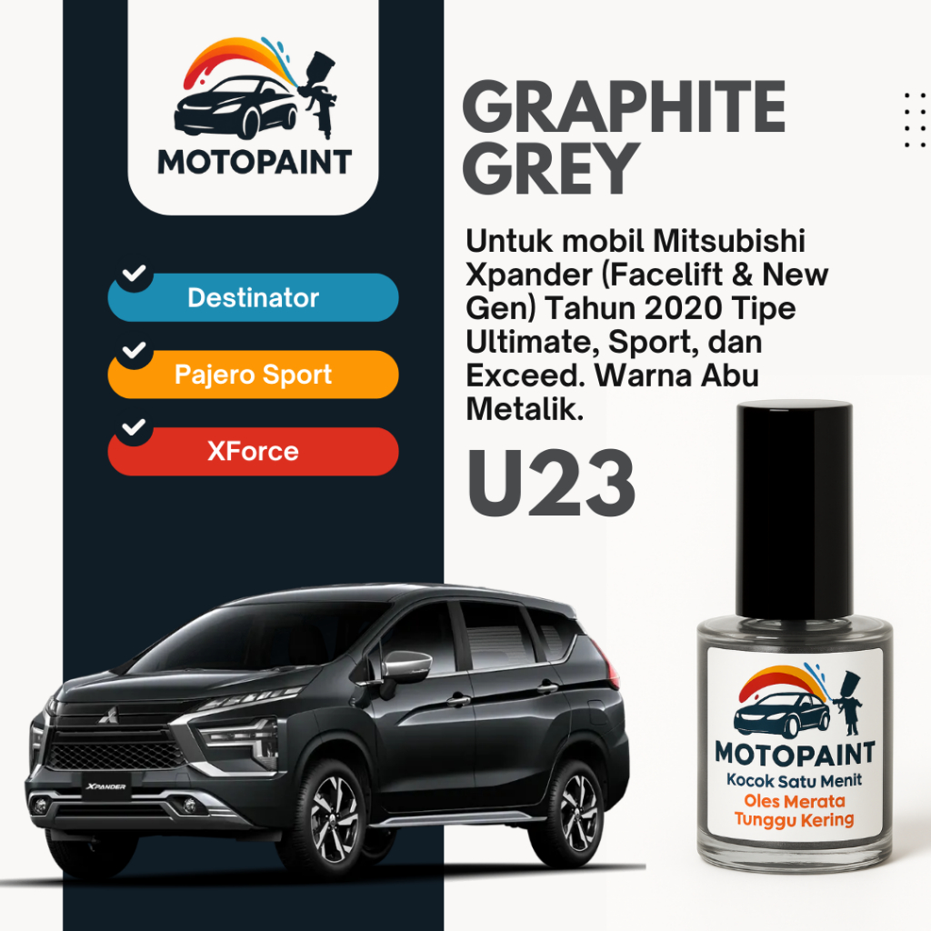 Graphite Grey U28 Cat Oles Penghilang Baret Mobil Mitsubishi Xpander Warna Abu  Gelap Metalik