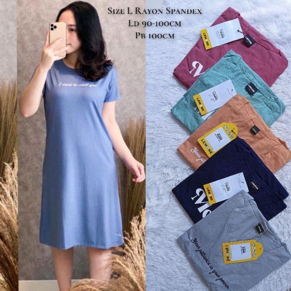 Daster gemes lemon dress warna biru muda premium