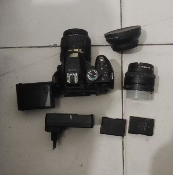 Paket Bokeh Cinematic Kamera Dslr Nikon d 5200 layar flip free 2 lensa Bokeh nikon fix 50mm + 18-55m