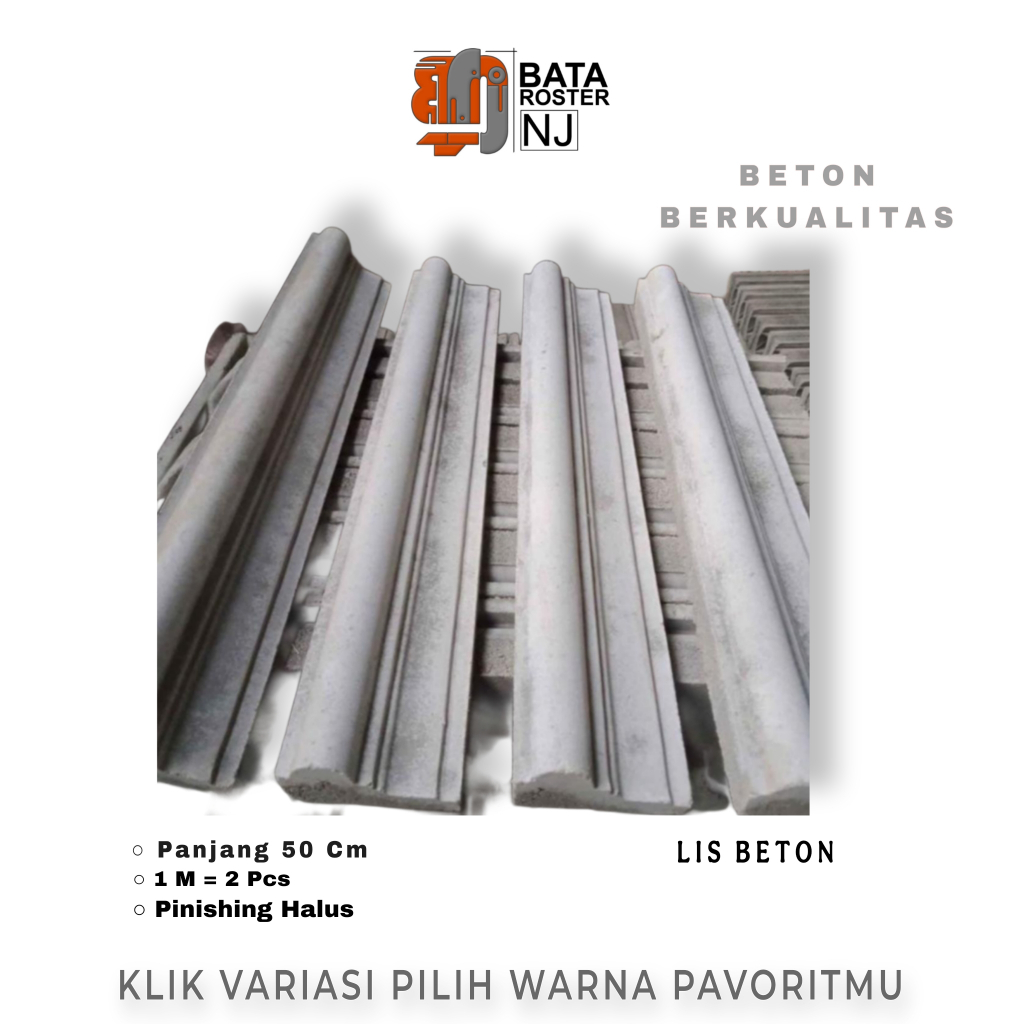 BATA ROSTER NJ - lis Profil Beton, Lisplang Beton, Ornamen Vilar, Desain Klasik, Panjang 50 cm