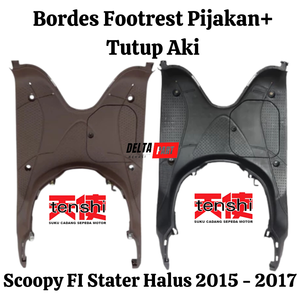 Bordes Pijakan Kaki Lantai Footrest Tutup Aki Scoopy fi ESP stater halus 2015 2016 hitam coklat
