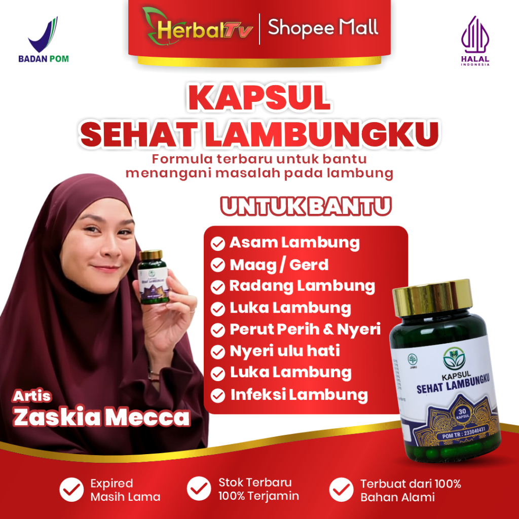 Obat sakit lambung, maag , asam lambung, mual , luka lambung obat herbal kapsul sehat lambungku