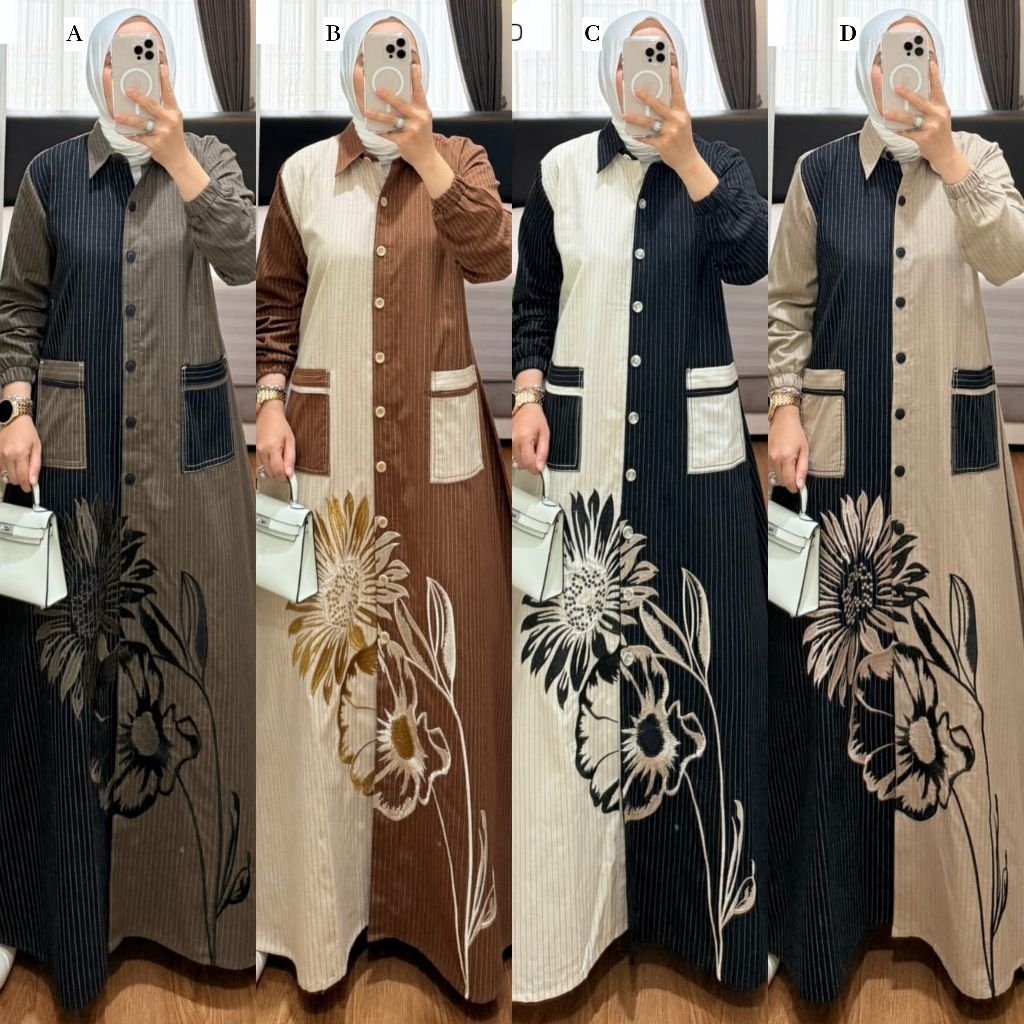 Aurora Series Dress Gamis Katun Bordir by Semut