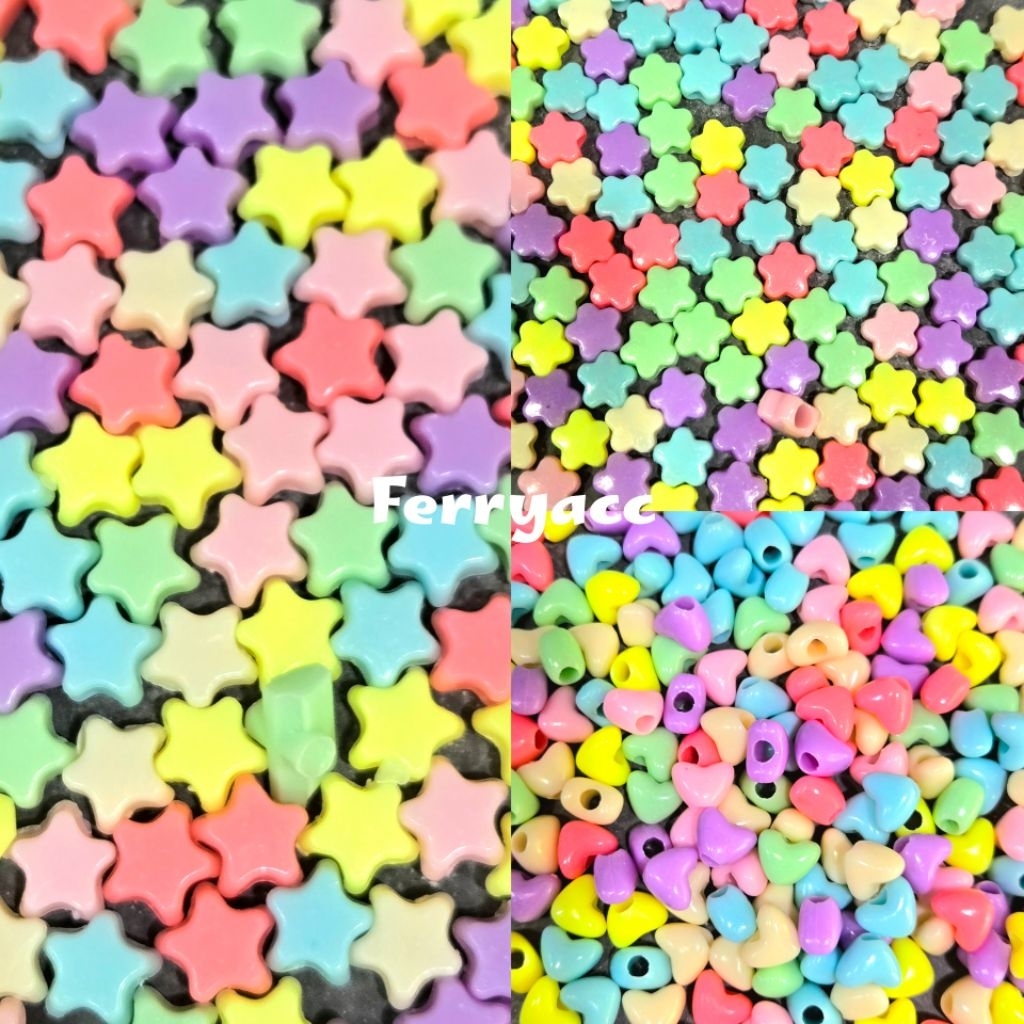 450gram mote manik susu lubang besar 3mm bintang love bunga