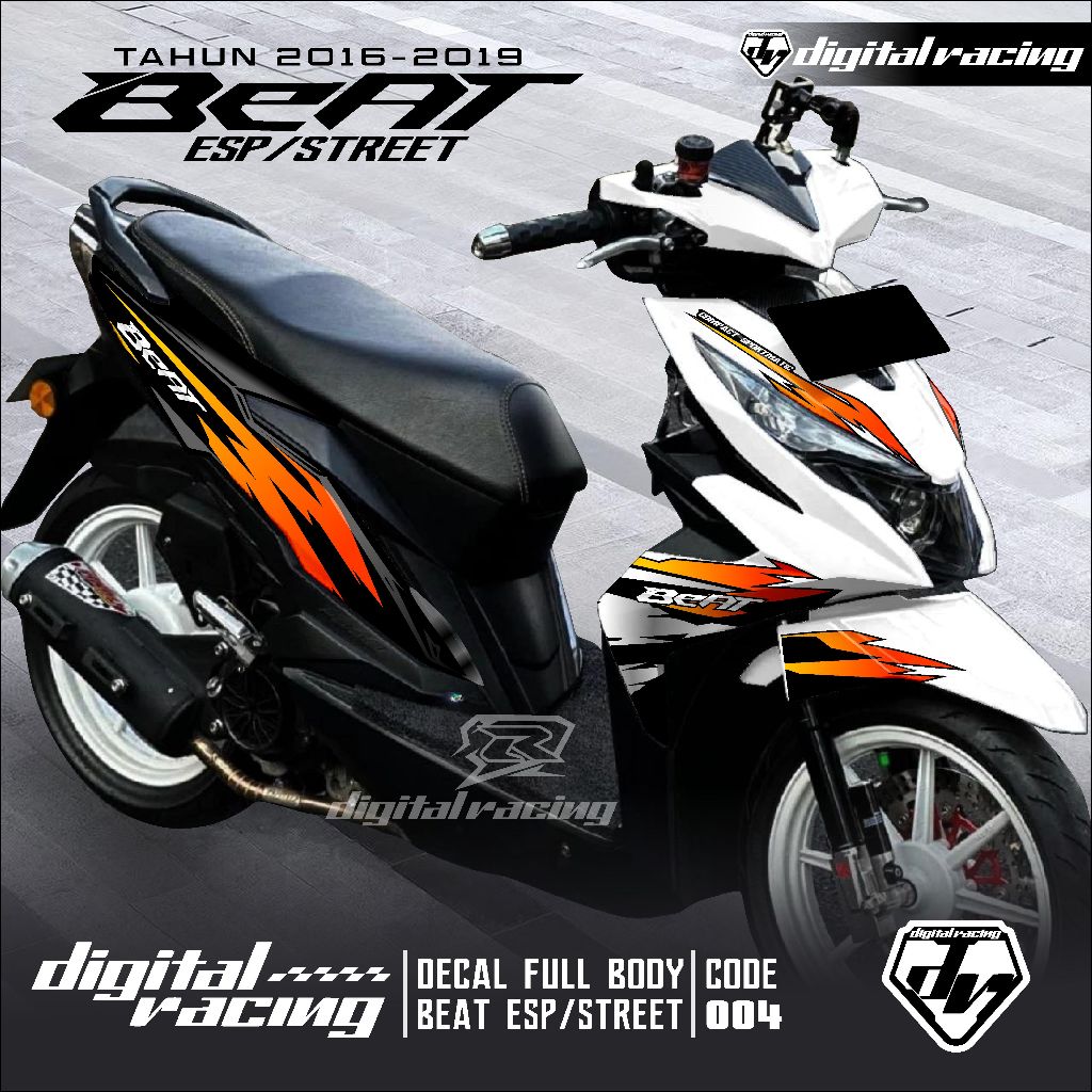 Stiker  Honda Beat Esp/Street Full Body C004 - Decal Sticker Beat Full Body Tahun 2016 - 2019 Akseso