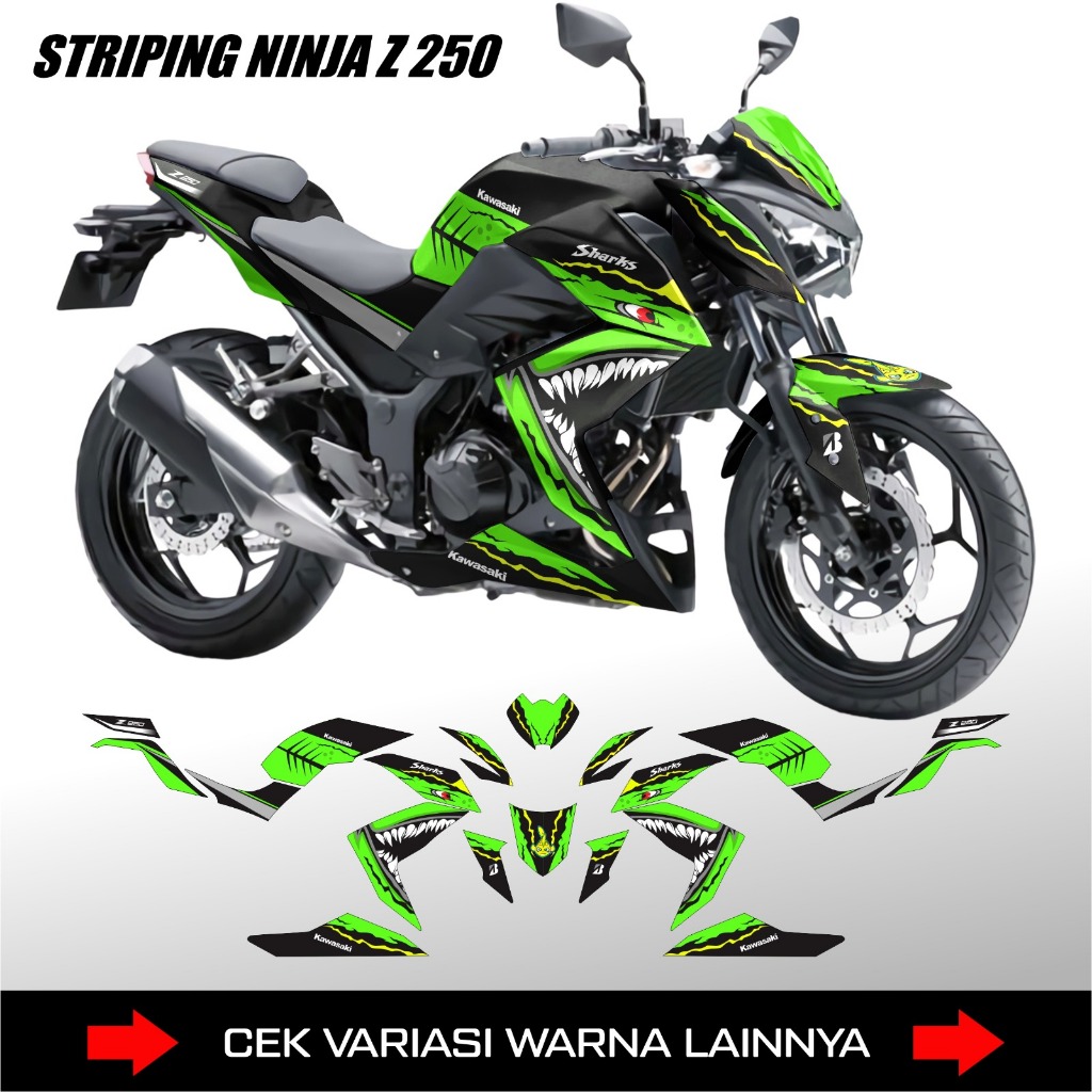Stiker Ninja Z250 Grafis SHARK / Striping Kawasaki Ninja Z250 / Decal Custom Ninja Z 250