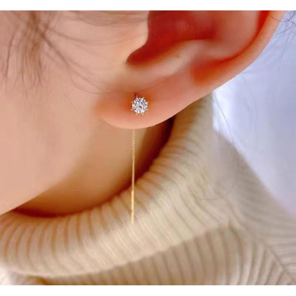 anting titanium warna gold, panjang 3cm