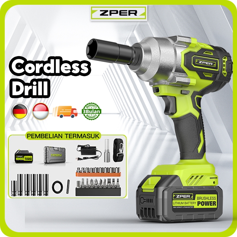 ZPER Impact Wrench Brushless 1200NM Impact Baterai Air Jumbo Cordless Cocok Untuk Baut Otomotif Mesi