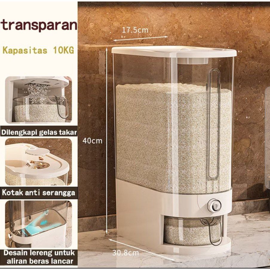 Riceklik tempat penyimpanan beras/DISPENSER BERAS MEWAH ESTETIK