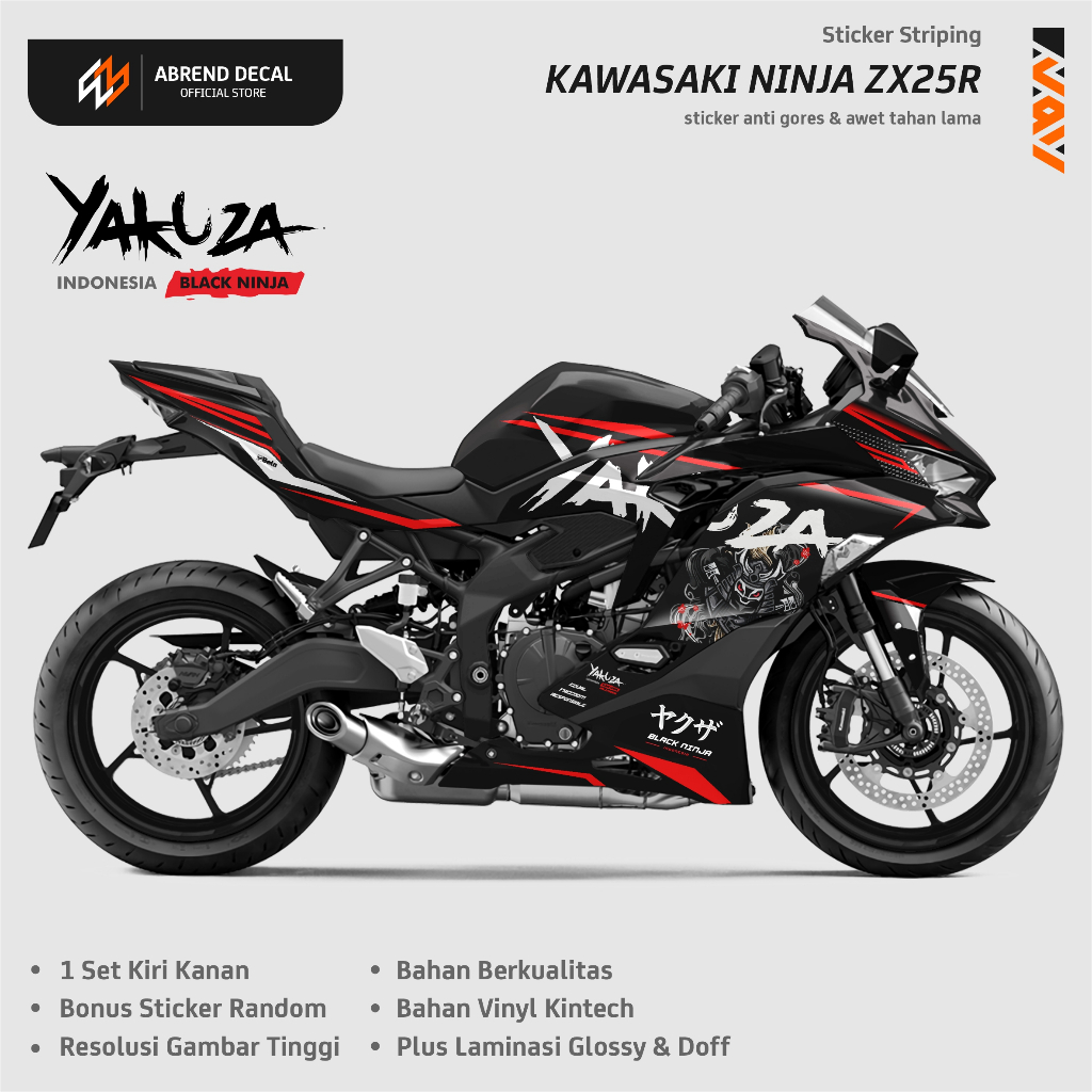 STRIPING ZX25R LIVERY YAKUZA NINJA BLACK / STICKER MOTOR ZX-25R ANTI GORES / STOCK DECAL