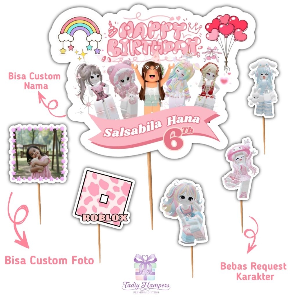 Topper Cake Custom Nama+Foto ROBLOX