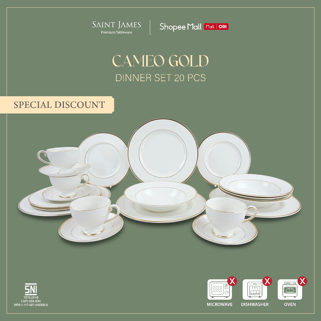 Saint James Cameo Gold Dinner set 20 pcs