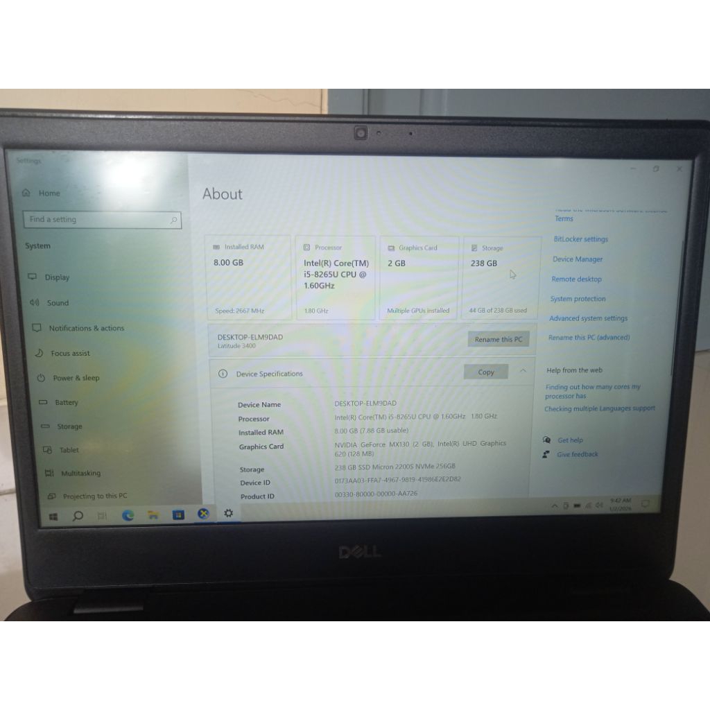 Laptop Dell Latitude 3400 Core i5 Gen 8