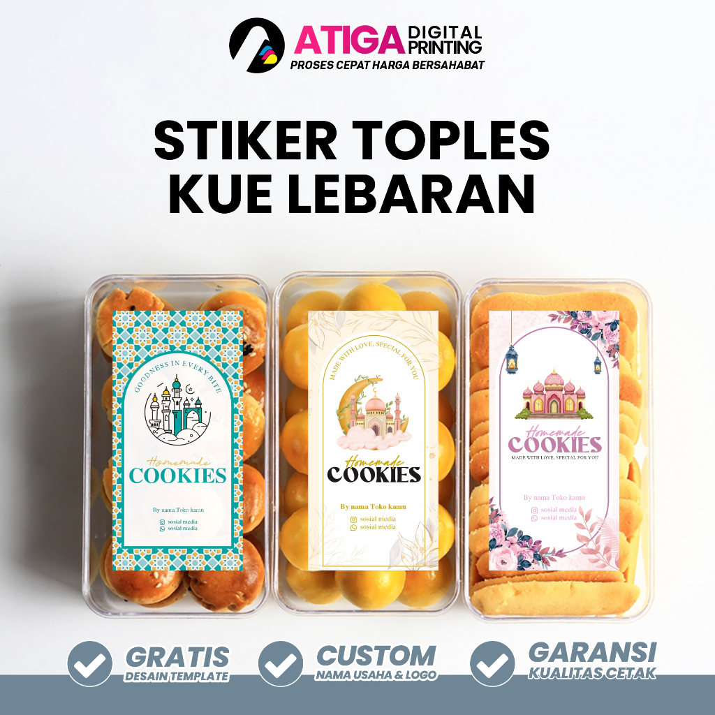 Stiker Toples Kue Kering | Sticker Toples Kue Lebaran Custom | Stike Seal Toples Lebaran