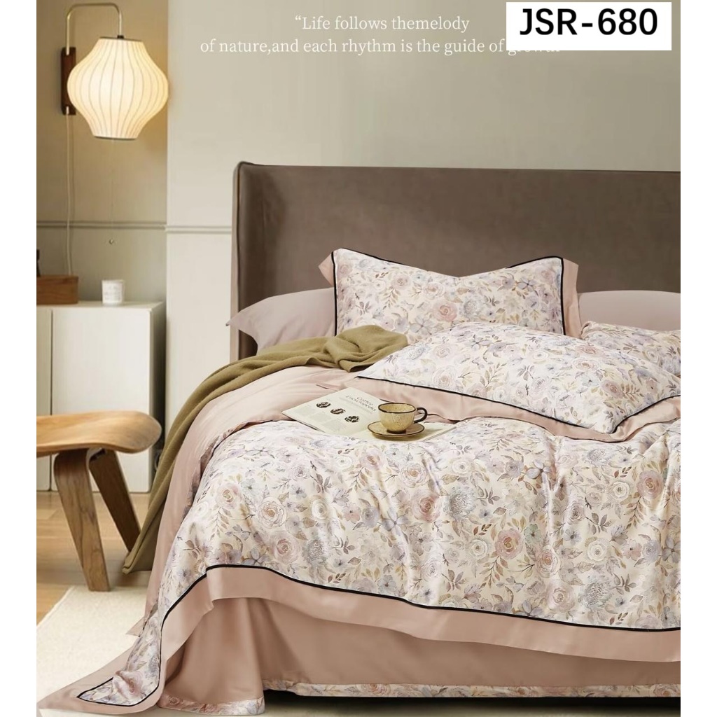sprei + bed cover ukuran single bahan Katun Jepang Semi Reactive kode JSR-680 motif bunga