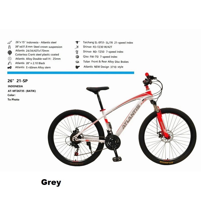 Sepeda Gunung MTB 24 inch Atlantis 735 Diskbrake 21 speed