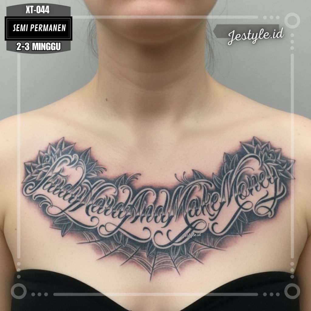 [XT-044] Tato temporer semi permanent tato Tulisan Dada punggung tahan lama