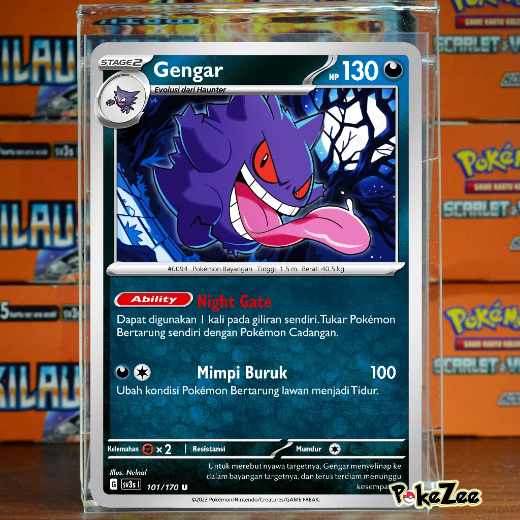 Gastly Haunter Gengar sv3s Pokemon TCG Indonesia Kilau Hitam