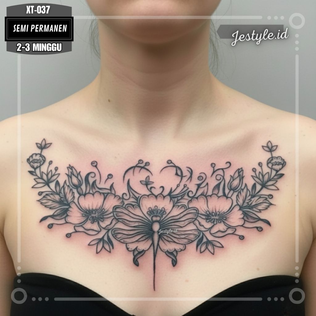 [XT-037] Tato temporer semi permanent tato Dada punggung bunga Tahan lama