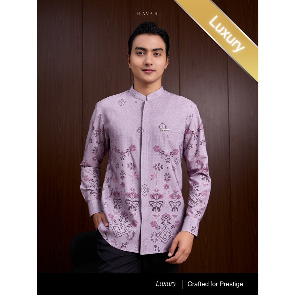 HAVAR Nizar Kemeja Koko Muslim Premium Slimfit Lengan Panjang