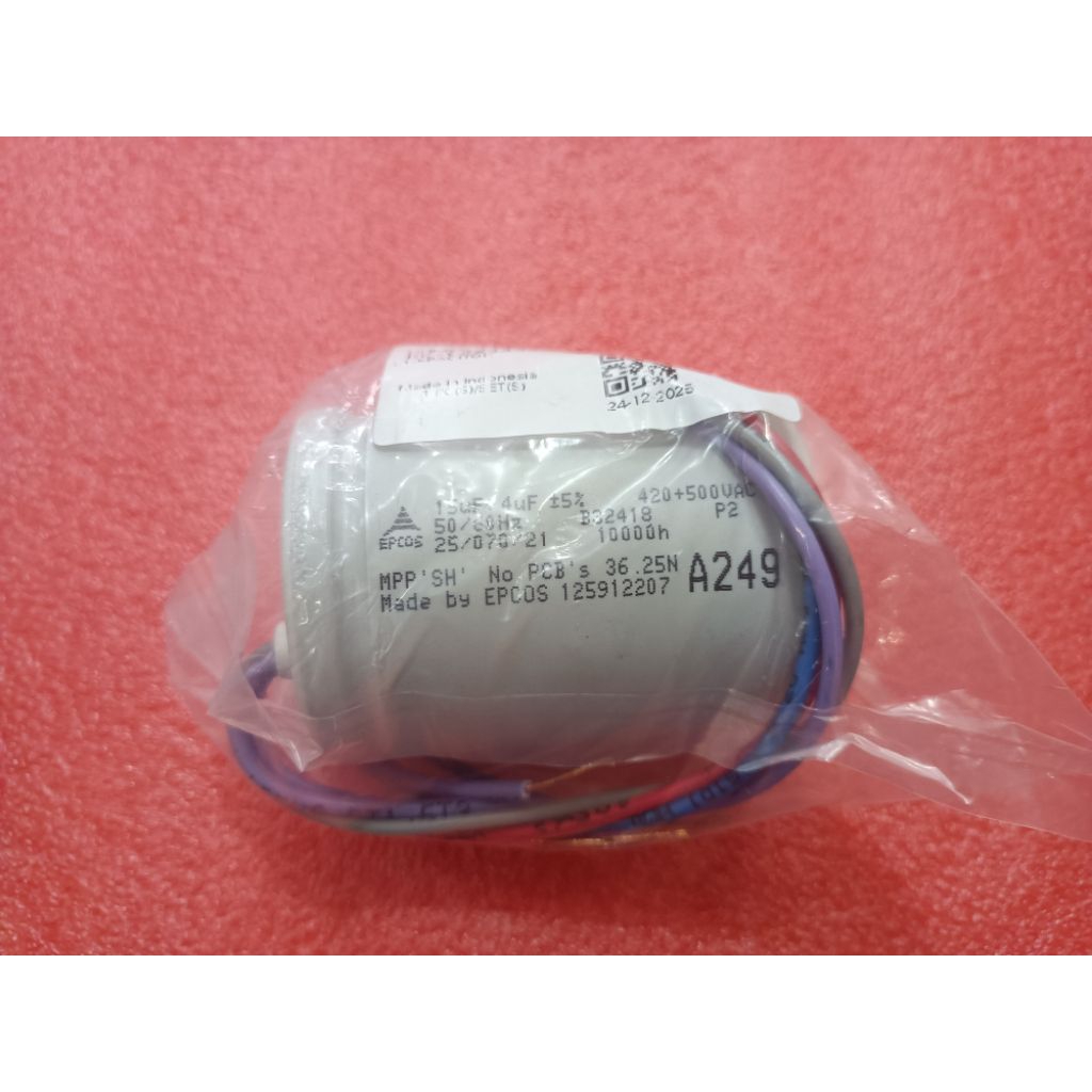 Kapasitor Mesin Cuci Sharp 2 Tabung Kapasitas 14kg Epcos A249 15uF + 4uF Original SHARP