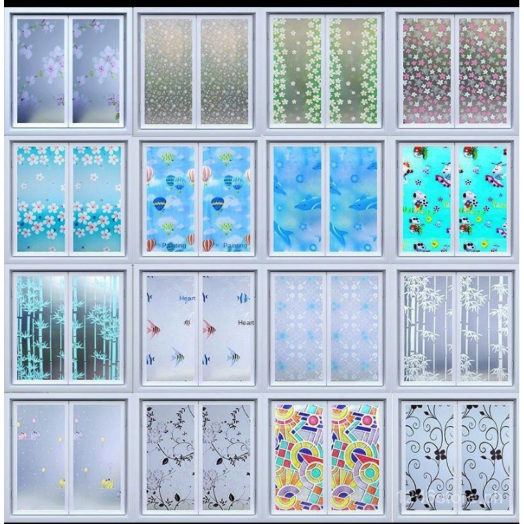 Stiker Kaca Sanblast Jendela Kantor Rumah Sekolah Tampilan Buram Tidak Tembus Pandang Ukuran 45 cm x