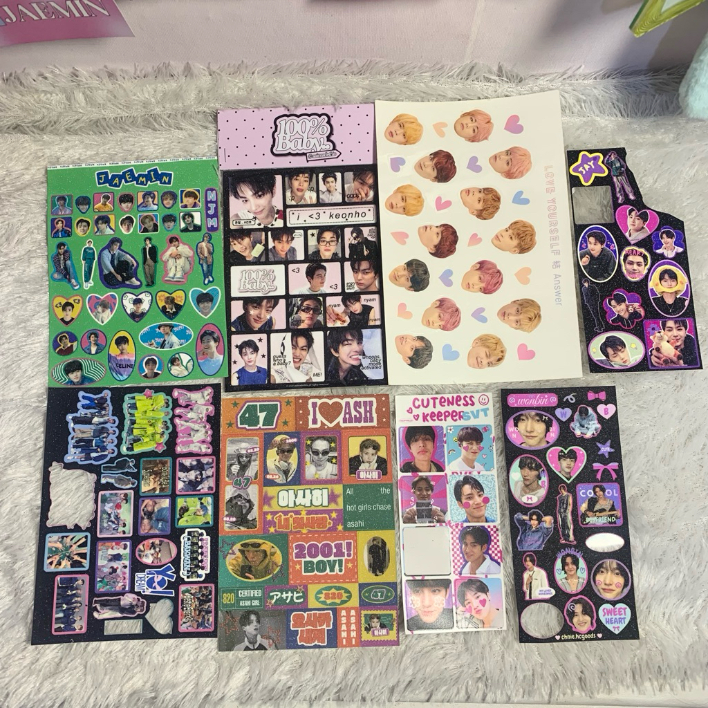 (NEW & PRELOVED) STICKER A6 GLITTER JAEMIN JAY WONBIN MINGYU ASAHI NCT DREAM 7DREAM DECO KPOP, GLITT