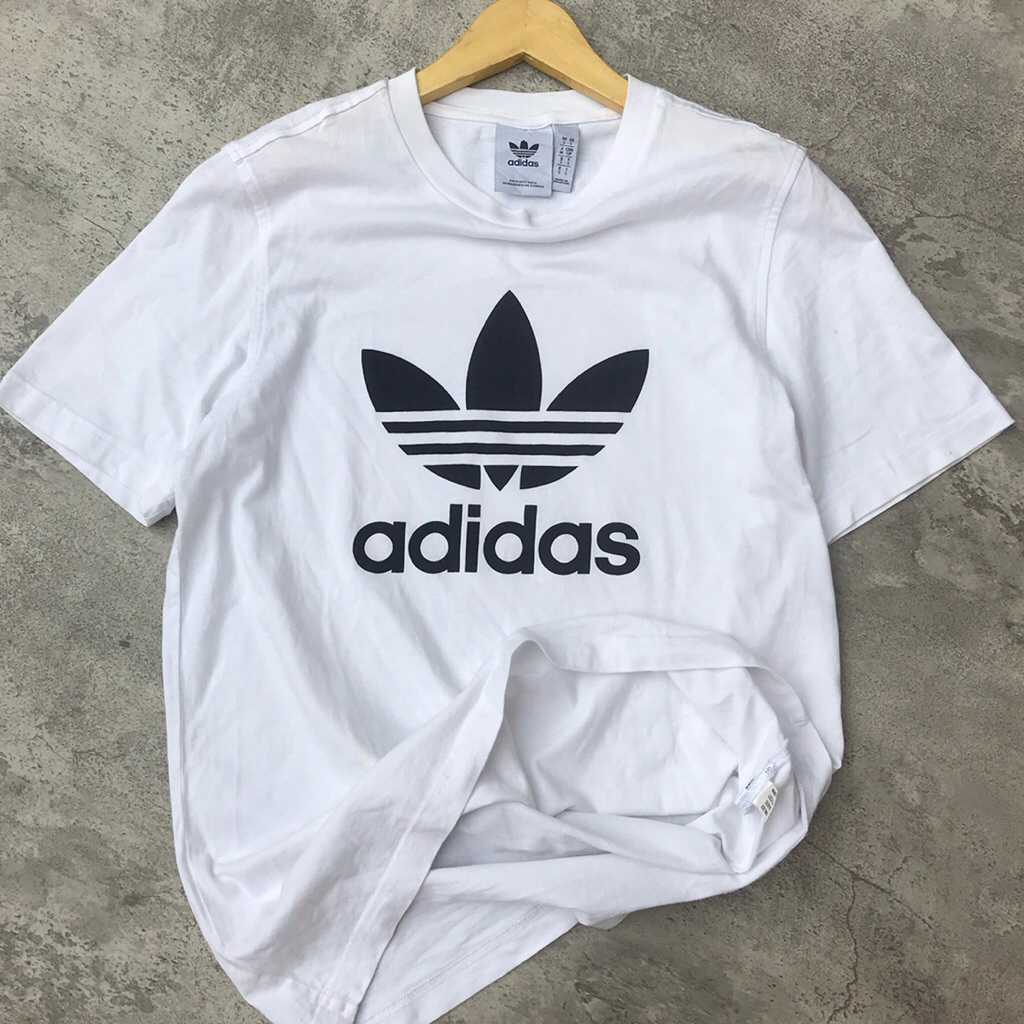 T-shirt kaos adidas trifoil big logo white casual hooligans culture