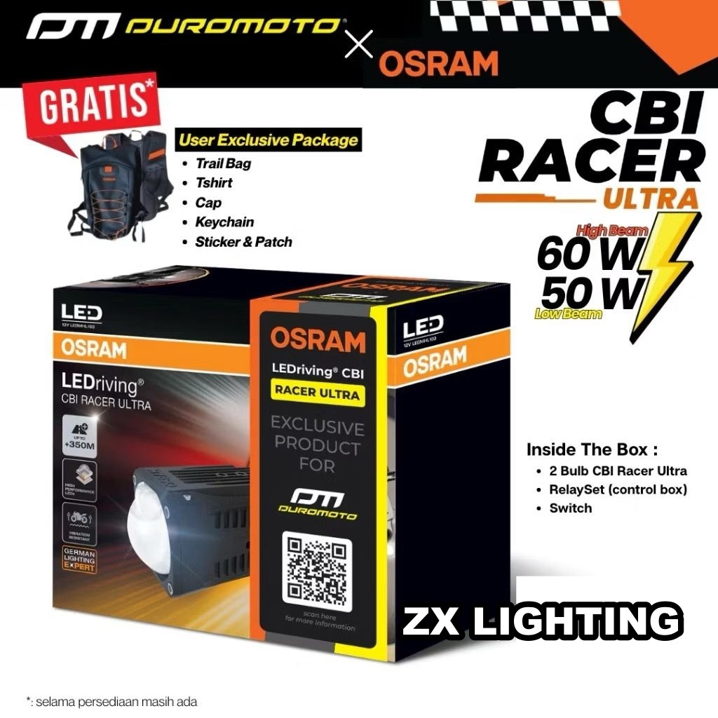CBI Ultra Collab Original Duromoto Osram CBI Racer Ultra Lampu Tembak Biled Duromoto X Osram Racer U