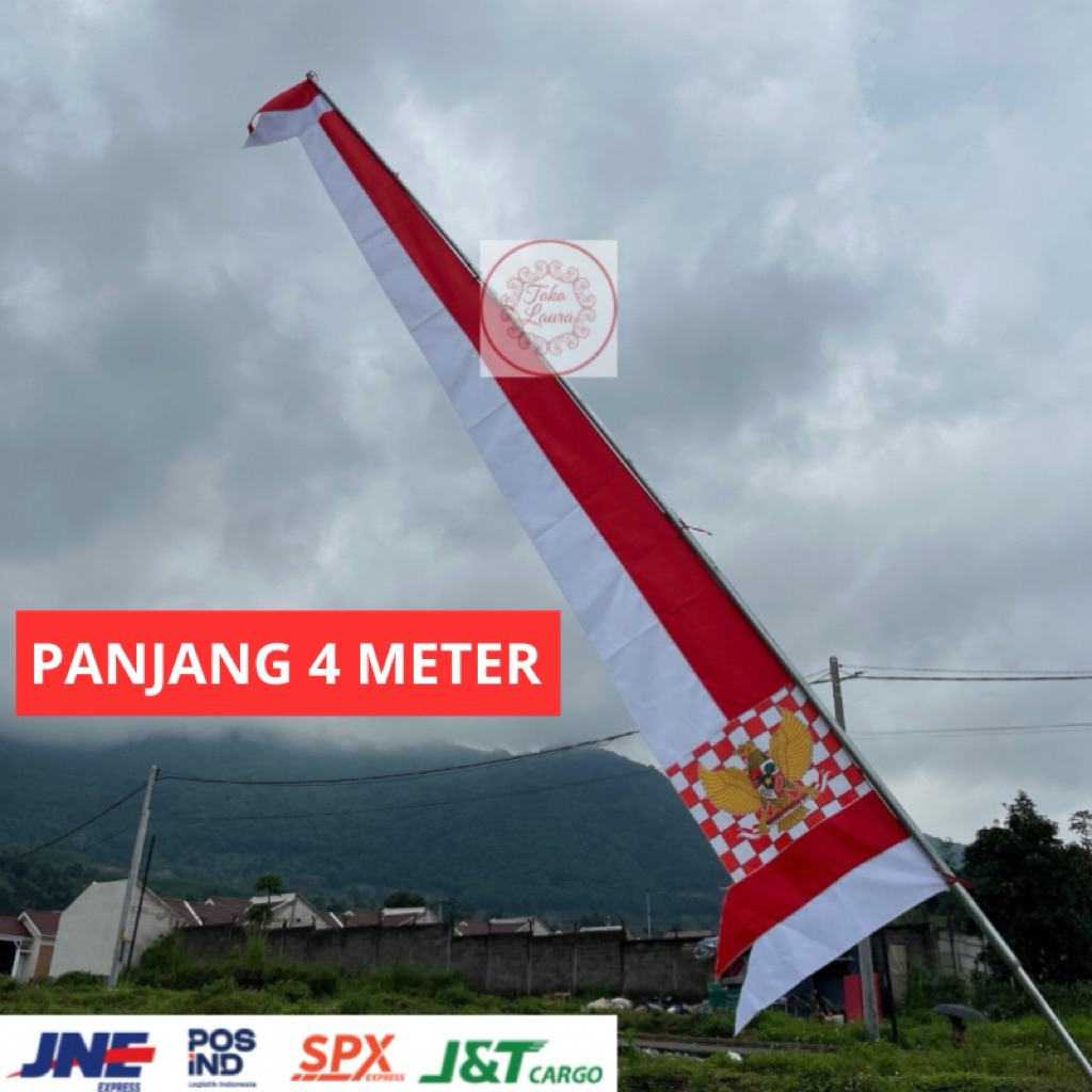 BENDERA UMBUL UMBUL LAYUR SABLON PANJANG 4 METER