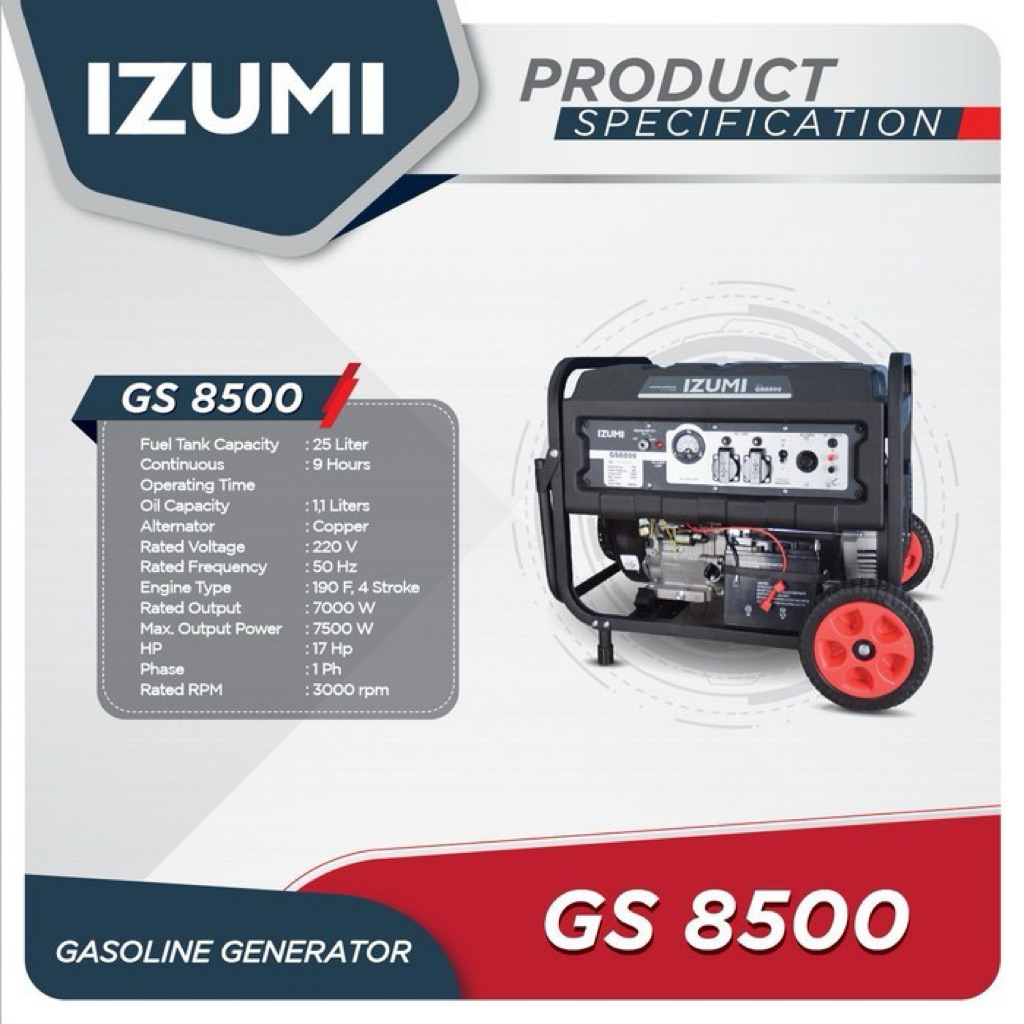 IZUMI GS 8500 Mesin Genset Listrik 7500 watt Genset Bensin Generator Listrik NLG IZUMI GS8500
