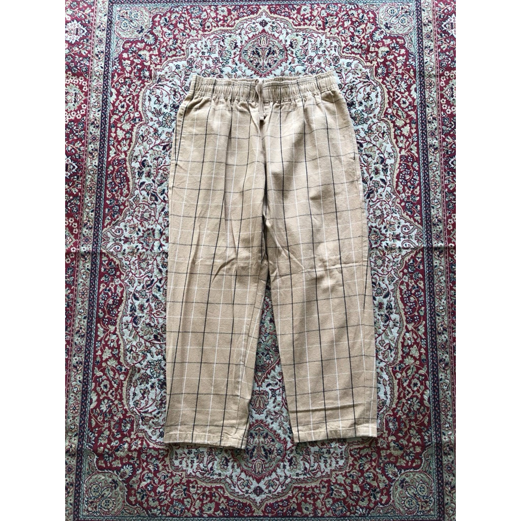 Celana Gu chef relaxed tartan pants Gu japan streetwear relaxed pants HH354
