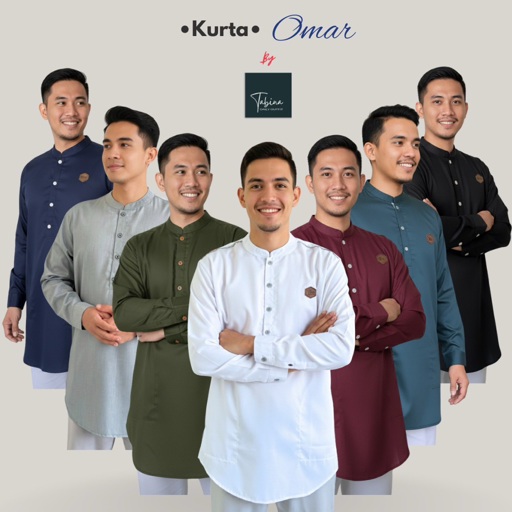 Atasan Koko Kemeja Couple Kurta Lengan Panjang Tabina Seri Omar dan Ahmad untuk Remaja - Dewasa XXL