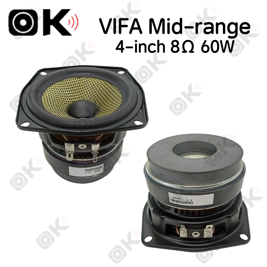 OKmusic VIFA 4 inci 8ohm 60W Speaker Midrange Audio Mobil dengan Permukaan Fiberglass