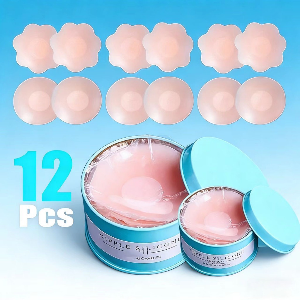 [ 12 Buah ] Nipple Cover Silicone Reusable Bra Niple Pad Nipplepatch Invisible Waterproof Anti Ceplo