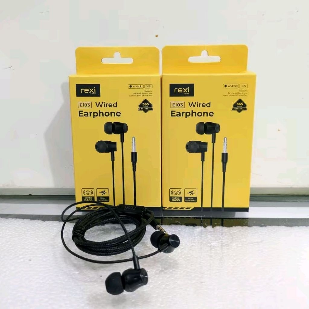 REXI Ei01//REXI Ei03 Wired Earphone Dynamic Bass HD STEREO 1200mm