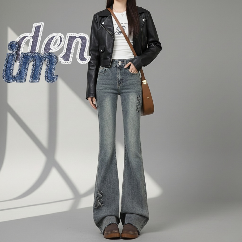 Jeans 8839 Jeans Wanita Cutbray Motif Silang Curbray Stretch HighWaist Jeans